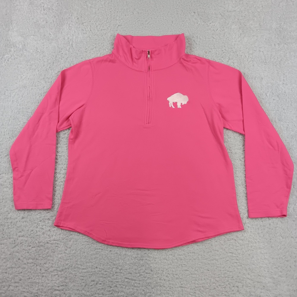 LAT Quarter Zip Pullover Womens XL Pink Buffalo Logo Embroidered Long Sleeve Top